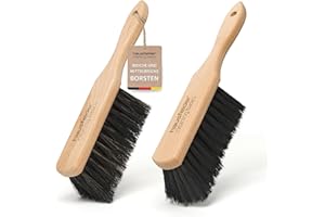 HAusfelder Set de 2 escobas de Mano, escobas de Mano con cerdas Suaves y Medio Suaves