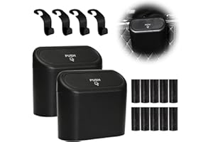 Idota 2 Stück Auto Mülleimer, Automülleimer mit 150 Auto Müllsäcke und 4 Stück Autositzhaken, Mülleimer Auto Multifunktional Automülleinmer mit Deckel, Mülleimer für Auto, Auto Accessoires
