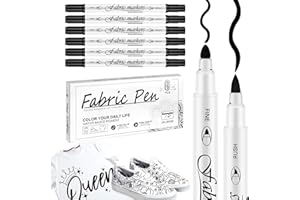 EFNHJF5 6 Stück Schwarz Textilstifte Waschmaschinenfest,TextilmalstifteDual-Tip-Stoffmarker Permanent,StoffStifteWaschfestTextilmarker,Textilmarker schwarz zum Personalisieren von Hemden,TaschenTextilien