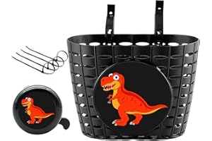 Dankeler Panier de vélo pour Enfants avec Cloche, Panier de vélo de Dessin animé Mignon pour l'école, l'extérieur, Le Panier de Tricycle de Guidon Avant en Plastique réglable pour garçons, Filles
