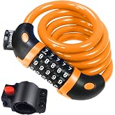 REHKITTZ 5 Digit Bicycle Lock 12mm Cable Length 120cm | High Security Padlock, 5 Digit Code, Cable with PVC, Rust and Tarnish