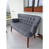 Ikili Balkon Takimi - Kanepe - Keten Kumaş - Bekleme Koltugu - A&ccedil;ık Gri