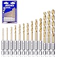 JEFE HEX 13-Piece Drill Bits Set, Hex Shank Drill Bit Set for Quick Change, Titanium HSS Twist Drill Bits, 135 Degree Easy Cut Split Point
