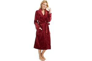 HEARTNICE Damen Fleece Bademantel, weicher langer Morgenmantel, dicke Kimono Bademäntel für Damen, Hausmantel