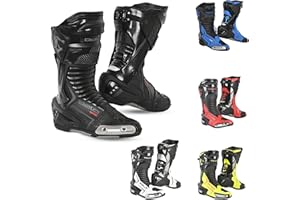 MAXIMO-MOTO Men's Motorcycle Boots Motorbike Shoes for Men with Superior Comfort and Protection CE Approved Boots with Reflectors Anti-Slip Racing Shoes