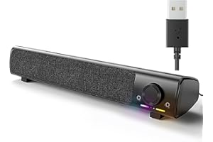 HPYLIF·H Computer Speakers, PC Gaming Speakers for Desktop, Laptop, USB Powered 3.5mm AUX PC Sound Bar with Headphones & Microphone Link, Superb Stereo Sound, Plug-in Play