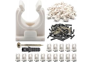 KNM TRADE Rohrklemme 14-15 mm 50 Stück Set - Klemmschellen aus Kunststoff inkl. Schrauben - Klemmschelle für Aluminium-, Kupfer- oder ALU-Verbundrohre - Rohrclips für Wand-, Boden- und Deckenmontage, Weiß