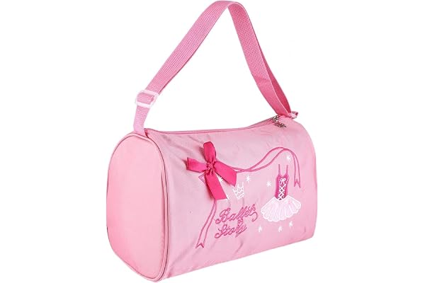 Kuuleyn Sac de Ballet pour Filles, Grande capacité réglable pour Enfants Sac de Ballet Fille Enfants Danse de Bain Sac à Dos fourre-Tout brodé Filles en Tissu en Nylon(Rose)