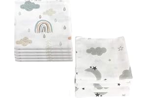 Spit-Up Muslin Cloths, Baby Nappies, Cotton, 80 x 70 cm, Oeko-Tex, Pack of 10