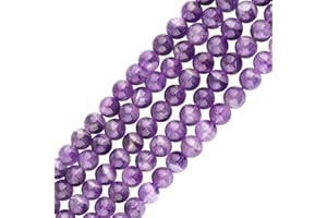 mookaitedecor Améthyste Perles Pierre Naturelles 8mm, Rondes Perles en Vrac Pierres pour Fabrication de Bijoux Guérison DIY Bricolage