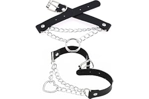 Lushly 2 pezzi nero collana Punk in pelle, pelle rock, collana nera gotica da donna, girocollo, clavicola stile Punk girocollo, collana in pelle regolabile per festa di Halloween in Club, pelle +