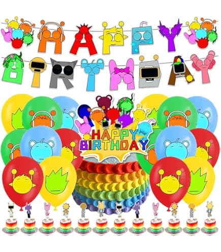 Set Decorazioni Compleanno Sprunki | 12 Topper Torta, 16 Palloncini, 15 Striscioni, 6 Spirali - Foto 7