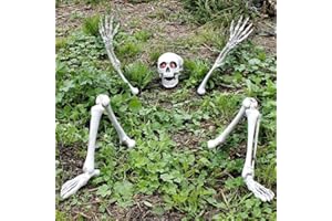 I LOVE FANCY DRESS Skeleton Halloween Fancy Dress Decoration Prop with Light Up Eyes - Ground Breaking Scary Party Decoration: Skull, 2x Arms & 2x Legs