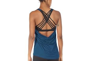 icyzone 2 in 1 Canotta Donna Sportiva con Reggiseno, Top con Imbottiture Rimovibili Senza Maniche per Fintness Palestra Yoga