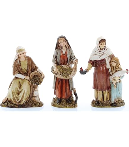 Santons De Crèche Incassables Femmes Avec Amphores Et Linge – Échelle 1:20, Taille 10 Cm, Peints à La Main, Made In Italy - 10