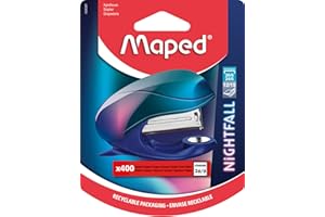 Maped - Agrafeuse Nightfall - Attache jusqu’à 15 feuilles - Agrafes 24/6 et 26/6 - Mécanisme métal - Blister avec 400 agrafes 404041 Multicolore