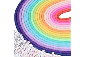AUGSHY 6400 Pcs Colorful Flat Clay Beads and Alphabet Beads for DIY Polymer Colorful Round Handmade Heishi Jewelry Making Beads for Necklace Bracelet Earring Pendant and Anklet Craft Making (20 Strands 6mm)