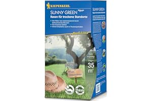 Kiepenkerl Profi-Line Sunny Green Rasen für trockene Standorte 666108, 1 kg für 35 m² – Wassersparend - Für trockene Gärten - Grüne Grasfarbe auch in Trockenperioden - Rasensamen, Saatgut
