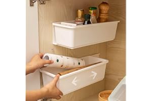 Wuudi Gabinete extraíble, organizador de gabinete debajo del fregadero, cajón deslizante para armario o cocina, 1 piezas, (blanco)