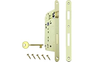 GAMOBIFER Serratura per Porta Interna a Incasso AGB serie PATENT GRANDE. Entrata 50, Interasse 90. (Fronte 22x238, SCROCCO - CATENACCIO - CHIAVE, OTTONATO Lucido)