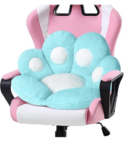 DOBUONO Kattenpootkussen, Kawaii kussen voor bureaustoel, comfortabel, pluche, kattenpootvorm, gamingstoelkussen, beer schattig zitkussen voor meisjes, slaapkamer, versieren, 71 x 60 cm (roze