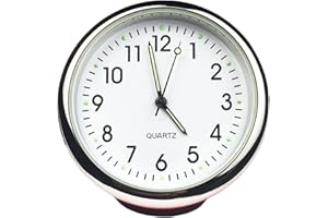 Txian Custom High Accuracy Car Clock Small Round Onboard Quartz Clock Perfect Car Decoration (white dial & red shell)