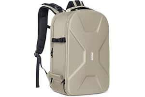 MOSISO Mochila para Cámara, DSLR/SLR/Mirrorless Fotografía Cámara Bolsa 15-16 Pulgadas Impermeable Funda con Soporte Trípode&Compartimento Portátil Compatible con Canon/Nikon/Sony,Camello