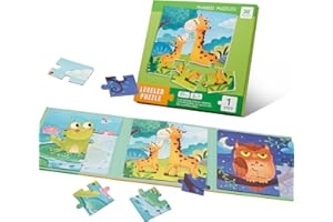 GOVVAY Magnetic Puzzles for Kids Ages 4 5 6 7, 3 in 1 Animal Jigsaw Puzzles Book, Educational Travel Toy for Toddlers, for Boys Girls Birthday Gifts