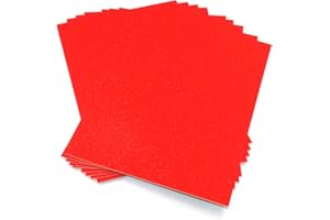 SIXSTORE Glitzerpapier, A4, 250 g/m², Glitzer-Karton, gemischte Farben, Glitzerkarton, A4, Glitzerkarton, Bastelkarte für Bastelarbeiten, Dekoration, 10 Stück (rot)