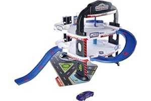 Majorette 212059985 Urban Garage con auto giocattolo, garage a 3 piani, parcheggio con ascensore manuale, autolavaggio e stazione di servizio, 60 x 60 x 45 cm, per bambini dai 5 anni, multicolore
