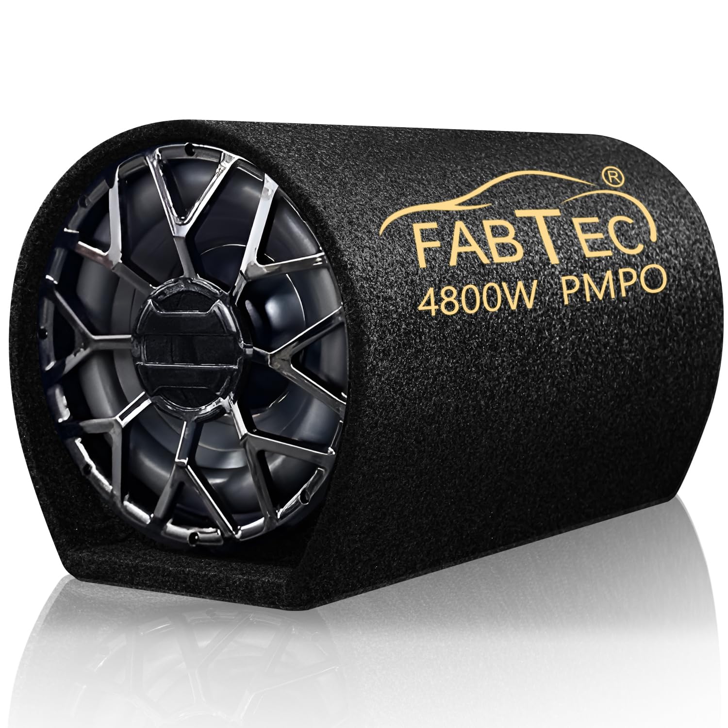 FABTEC 10 Inch Active Super Bass Tube Subwoofer for Car with Inbuilt Amplifier 4800W (Grey)