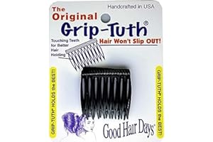 Good Hair Days Grip-Tuth Combs - Set Of 2 Hair Side Combs - Hair Combs For All Types Of Hair - Decorative & Hair Styling Women Accessories (Black, 1 ½ ″ Wide)