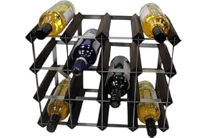 DS Wineware Portabottiglie tradizionale, completamente assemblato, certificato FSC, pino scuro, mogano, per 16 bottiglie