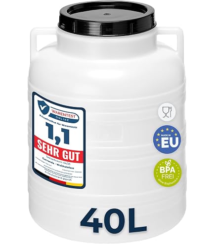 Seau Plastique 50L MFLCBK – PEHD Alimentaire, étanche, Avec Couvercle, Pour Eau, Nourriture, Produits Chimiques, Camping Ou Maison