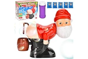 XUDUOO Santa Seifenblasenmaschine, Automatische Weihnachten Santa Bubble Fart Blower mit Musik & bunten LED-Lichtern, Seifenblasenmaschine Kinder Spielzeug für Weihnachten, Party, Geburtstag