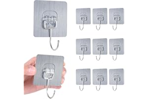 FISYNUG 10Pcs Ganci Adesivi,Appendi Accappatoio Bagno Gancio Autoadesivo Ganci da Parete Massimo 20 kg,Ganci Grande Forti Senza Cuciture per Bagno Cucina Soggiorno