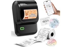 Omezizy M100 Label Maker Machine, 2-inch Bluetooth Thermal Label Maker, Portable Label Sticker Printer Machine with Waterproof Labels for Small Business, Retail, Home, Office, School, Black