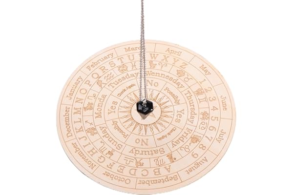 DASNTERED Tableau de Pendule en Étoile, Tableau de Pendule en Bois pour Radiesthésie et Divination, Tableau Gravée avec Collier en Cristal, Kit de Fournitures pour Divination Métaphysique pour