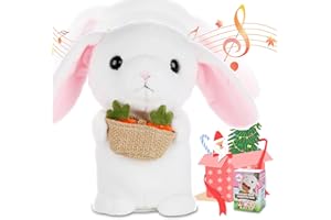 SWTOIPIG Mówienie powtarza to, co mówisz, interaktywna elektroniczna pluszowa zabawka królik, tańcząca i drżąca zabawka, animowana zabawka dla zwierząt domowych, prezent dla dzieci, wys.: 7"