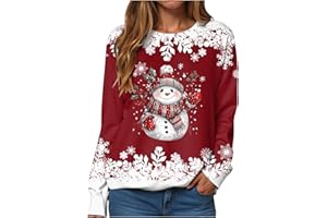 ALLEGORLY Noel Sweatshirt Femmes Pull De Noël Femme Noël Sweat Rigolo Femmes Drole Sweats Rigolo Sweatshirt Manches Longues Ample Sweater Christmas Funny Pullover