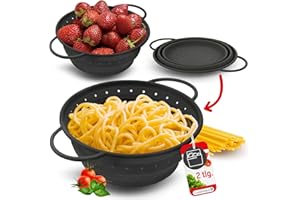Coolinato – Silikonsieb faltbar 2er Set 20 & 24cm Grau – Nudelsieb zum abseihen - Küchensieb spülmaschinenfest, BPA-frei, & hitzebeständig bis 230°C - Platzsparendes Abtropfsieb zusammenklappbar