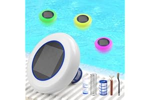 BSTECIAR Ionizador Solar para Piscina con Luces LED Multicolor, Ionizador de Cobre Solar para Piscinas de hasta 35.000 GAL, Automático Limpiador de Agua Ionizador Piscina Flotante Limpiador De Piscinas