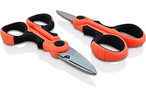 SKYSHL 2PCS Tijeras de Kevlar de Fibra Óptica Tijeras de Electricista de Acero Inoxidable Tijeras de Cable de Fibra Óptica para Soldadura de Fibra Optica(SS01KS-12)