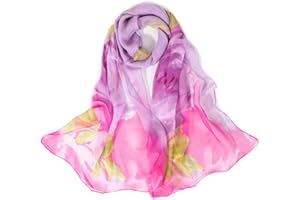Lamca Chiffon Scarf - Ladies Scarves Lightweight Floral Print Scarf for Women UK