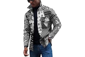 KONG JIMFAN Jacken Herren,Button Down College Jacke Revers Bomberjacke Printing Sweatjacke Taschen Freizeithemden Regular Fit Tops Oberteile Herbst College Jacke Cardigan Lange Ärmel Outwear