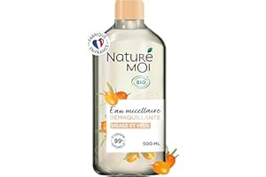Naturé Moi - Eau micellaire - Démaquillant et Nettoyant Visage et Yeux - Toutes Traces de Maquillage - Au jus d'Argousier Bio - 99% d'Origine Naturelle - 500 ml - Fabriqué en France