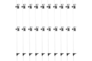 TRESSELEC - Piquets clôture électrique en fibre de verre - 10pcs - Hauteur 115cm - Diamètre 10mm - Blanc - Fournis avec 20 isolateurs + 10 bêches - Pour cordons/fils jusqu'à 6mm et rubans jusqu'à 40mm
