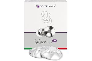 COVERbasics Silver Bröstvårtsskydd för Amning (Large) | Skydd för känsliga bröstvårtor före och efter förlossning, silver nur