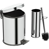 Aqua Bagno Basic Set - Klozet Fır&ccedil;ası + &Ccedil;&ouml;p Kovası 5 L, 2 Par&ccedil;a, Parlak Krom Paslanmaz