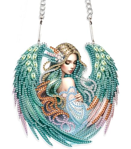 Reofrey Hanging Diamond Painting – Scenario Giardino 20x20 Cm – Acchiappasole A Cristalli Con Catena